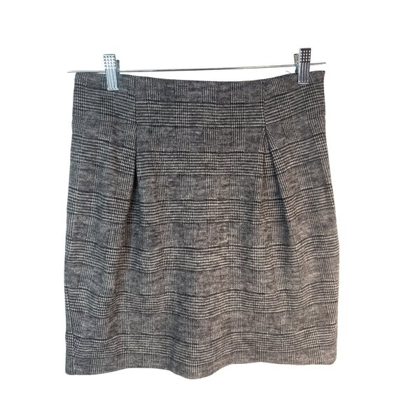 Banana Republic Size 4 Plaid Wool Blend Skirt Gray Black White - Picture 3 of 12